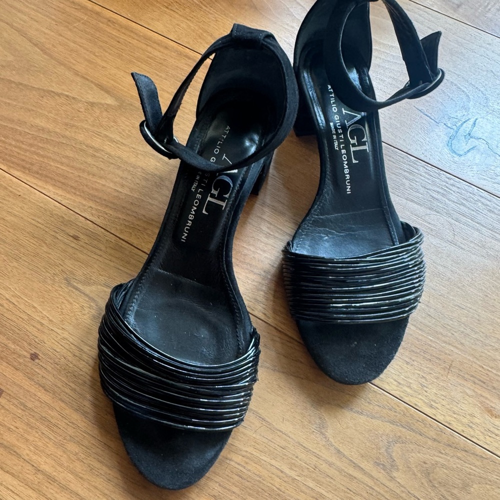AGL Black Ankle Strap Heels